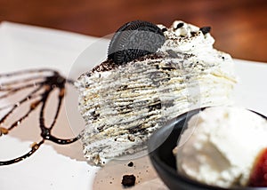Crepe cake in an oreo flavor