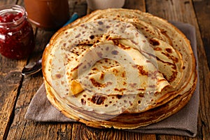 Crepe with jam and chocolate