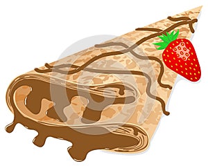 Crepe (pancake) with chocolate and strawberry photo