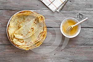 Crepes Blini and Honey