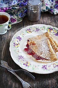 Crepes with lingonberry jam