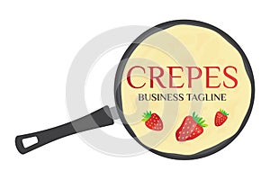 Crepes or Pancakes in Crepe Pan Logo