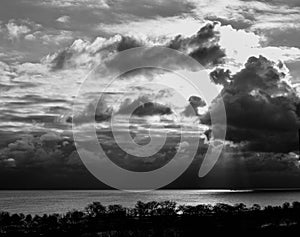 Crepuscular Rays in Noir Over Lake Michigan #1