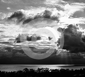 Crepuscular Rays in Noir Over Lake Michigan #3