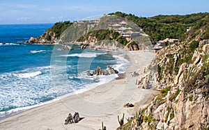 Crescent beach coastline at Copalita, Huatulco, Mexico