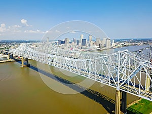 Crescent City Connection bridge and Downtown New Orleans