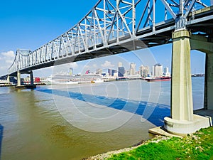 Crescent City Connection bridge and Downtown New Orleans