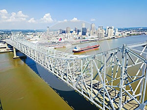 Crescent City Connection bridge and Downtown New Orleans