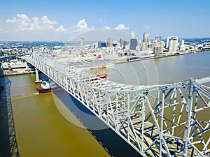 Crescent City Connection bridge and Downtown New Orleans