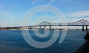 The Crescent City Connection, formerly the Greater New Orleans Bridge Spanning over the Mississippi River