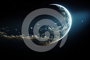 Crescent Earth in Space