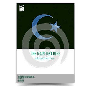 Crescent and five-pointed star the symbol of islam, annual report, cover design