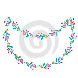 Crescent Frame flower frame wreath floral leaf borders colorful natural cute blossom