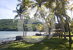 Crescent Industry undeveloped beach gazebo hut Bequia St. Vincent and the Grenadines Caribbean Sea