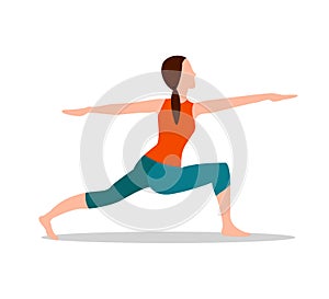 Crescent Lunge Twist Yoga Pose Vector Illustration