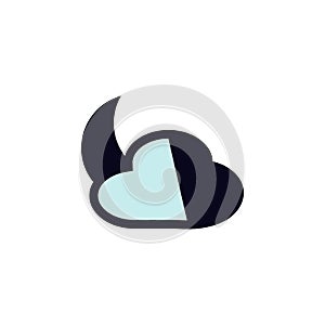 crescent moon and cloud icon. Element of colored web icon for mobile concept and web apps. Detailed crescent moon and cloud icon