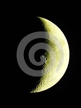 Crescent Moon with green glow