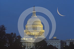 Crescent Moon Over U.S. Capitol