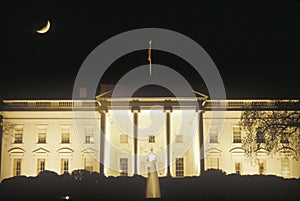 Crescent Moon over The White House, Washington, D.C.