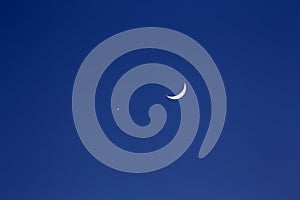 Crescent moon and planet venus