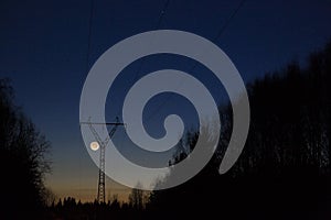 Crescent Moon and power line