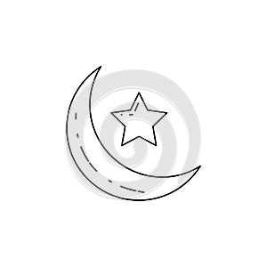 crescent moon and star icon. Element of Arab culture icon for mobile concept and web apps. Thin line icon for website design and