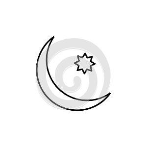 crescent moon and star icon. Element of simple icon for websites, web design, mobile app, info graphics. Thin line icon for websit