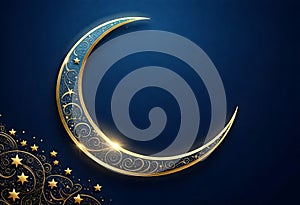 a crescent moon with stars and a blue background