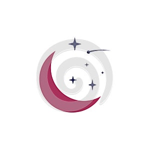 crescent moon and stars colored icon. Element of web icon for mobile concept and web apps. Colored isolated crescent moon and