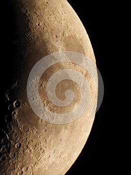 Crescent Moon surface closeup vertical