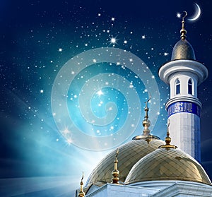 Crescent moon at a top of a mosque