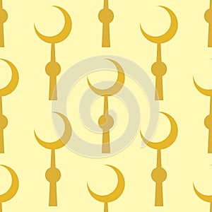 Crescent muslim moon symbol star seamless pattern religion background vector illustration.