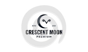 Crescent with owl eyes logo design