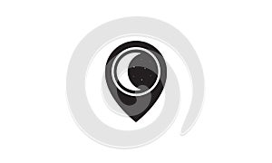 Crescent with pin map location logo symbol vector icon illustration graphic design