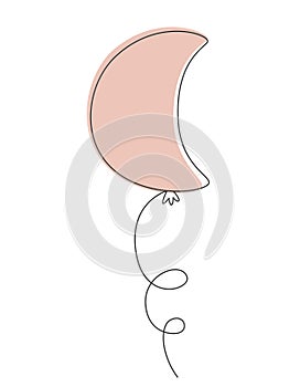 Crescent shaped balloon in doodle style.