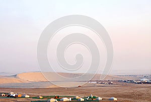 Crescent shaped barchan dune in Qatar