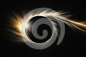 Crescent of solar eclipse radiating sunstreaks. Generative AI.