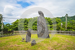 Crescent Stone Pillar at Peinan Site Park, taitung, taiwan photo
