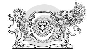 Coat of Arms Crest Griffin Lion Family Shield Seal photo