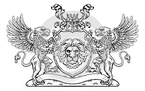 Crest Griffin Coat of Arms Lion Family Shield Seal photo