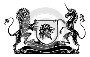 Crest Heraldic Lion Unicorn Shield Coat of Arms