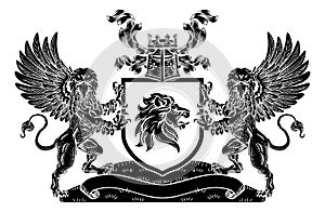 Crest Lion Griffin Coat of Arms Griffon Shield photo