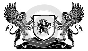 Crest Lion Griffin Coat of Arms Griffon Shield photo