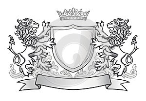 Crest with two lions and a shield