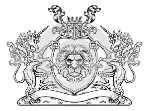 Crest Unicorn Coat of Arms Lion Family Shield Seal