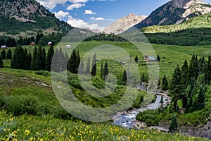 Crested butte colorado mountain landscape and wildflowers photo