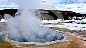 Crested Pool. Yellowstone National Park in the Winter.