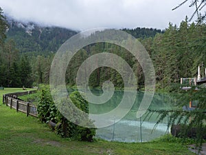 Creta Lake Nestled in the Greenery of the Fanes - Sennes - Braies Nature Park, Italy