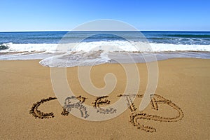 Creta written on the beach photo