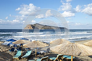 Cretan beach scene at charming Agia Marina village, Chania, Crete, Greece